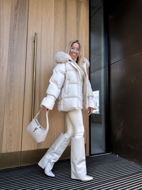 Puffy, short jacket "FUSION AD611" - BEIGE PRE-ORDER